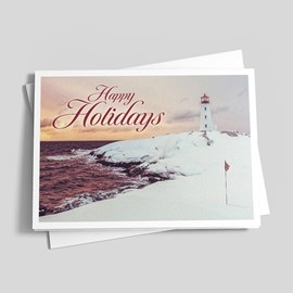 Winter Lighthouse Holiday Card