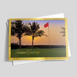 Golf Sunset Holiday Card