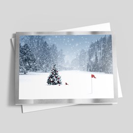 Golf Snowstorm Holiday Card