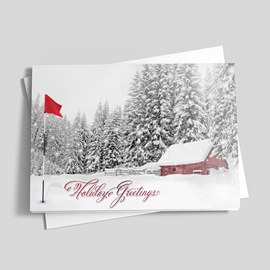 Golfer's Cabin Holiday Card