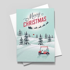 Golfer's Sleigh Christmas Card