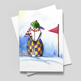 Putting Snowman Holiday Card