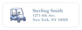 Blue Golf Cart Address Label